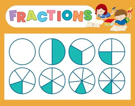 A cute fraction worksheet Stock Illustration