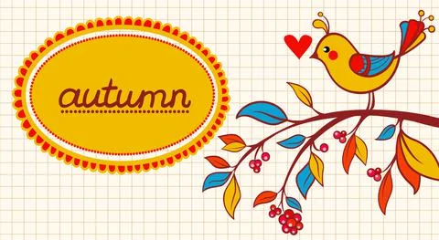 Cute frame design with bird. Stock Illustration