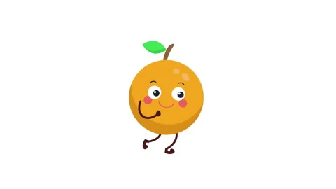 Cute fresh orange character walking animation. Stock Footage 223393644