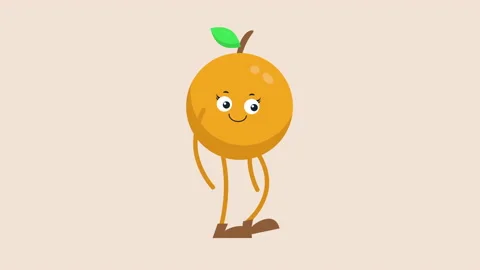 Cute fresh orange character walking animation. Stock Footage 223403243