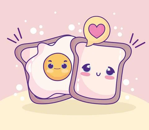 Cute fried egg breads Stock Illustration