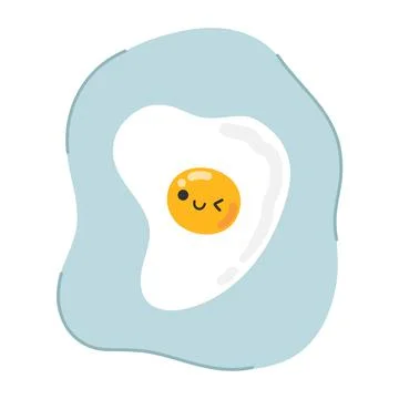 Cute fried egg. Happy winking cartoon egg in childish style. Healthy food Stock Illustration