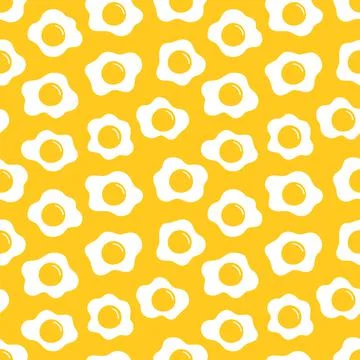 Cute fried eggs seamless pattern. Vector cartoon illustration. Cooking fried 스톡 일러스트