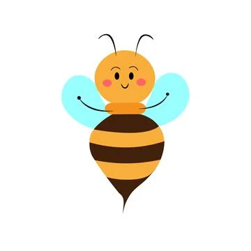 Cute friendly bee. Happy flying bee on white background vector illustration Stock Illustration