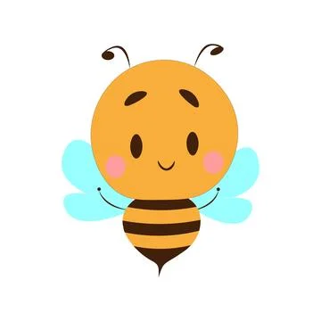 Cute friendly bee. Happy flying bee on white background vector illustration Stock Illustration
