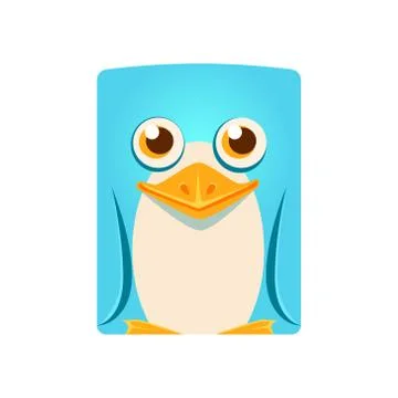 Cute friendly geometric penguin bird, colorful cartoon character vector Stock Illustration