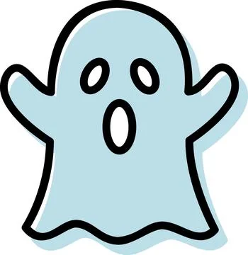 Cute friendly ghost floating white spirit Stockillustratie