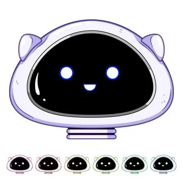 Cute friendly robot head representing artificial intelligence Stock Illustration