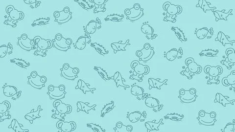 Cute Frog and Fish Pattern. Stock Illustration