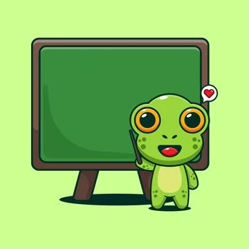 Cute frog with blackboard cartoon vector illustration Stock Illustration