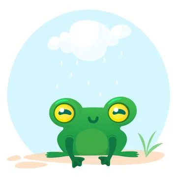 Cute Frog Cartoon Character. Vector illustration isolated Stock Illustration