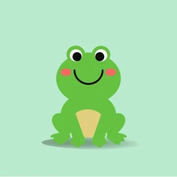Cute Frog cartoon Flat style Stock Illustration