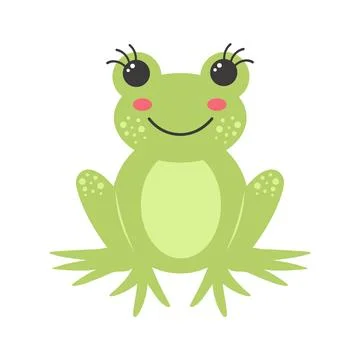 Cute frog. Cartoon flat vector illustration. イラスト素材
