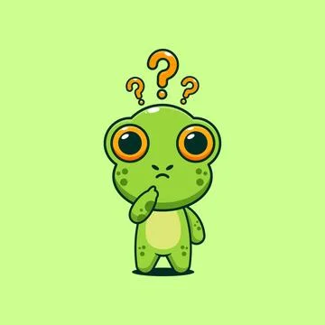 Cute frog is confused cartoon vector illustration Stock Illustration