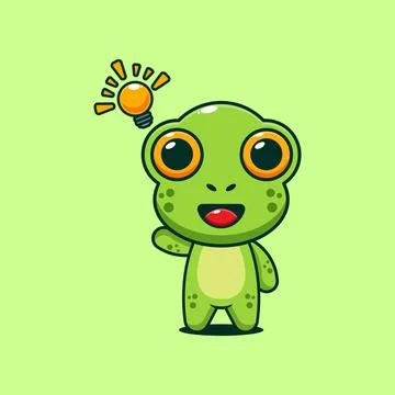 Cute frog get an idea cartoon vector illustration Stock Illustration