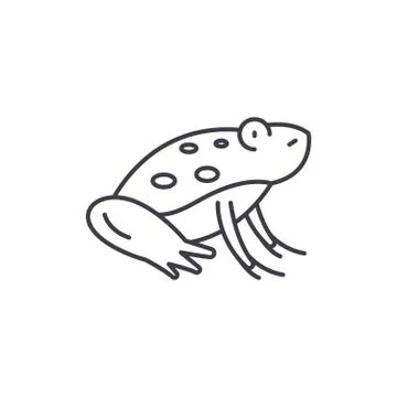 Cute frog line icon concept. Cute frog vector linear illustration, symbol, sign Illustrazione stock