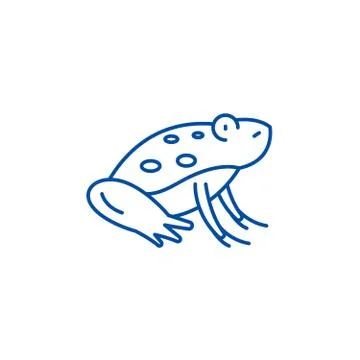 Cute frog line icon concept. Cute frog flat vector symbol, sign, outline Stock Illustration