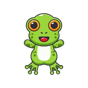 Cute frog mascot cartoon vector illustration Illustrazione stock