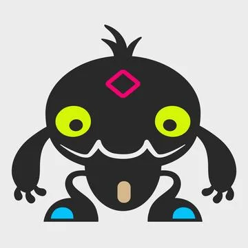 Cute frog monster. Funny and adorable monster. Flat cartoon character design. Stockillustratie