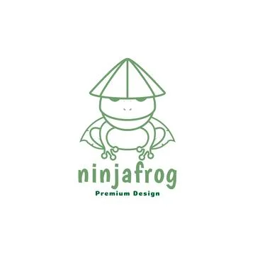 Cute frog ninja logo design vector graphic symbol icon sign illustration cr.. Stock Illustration