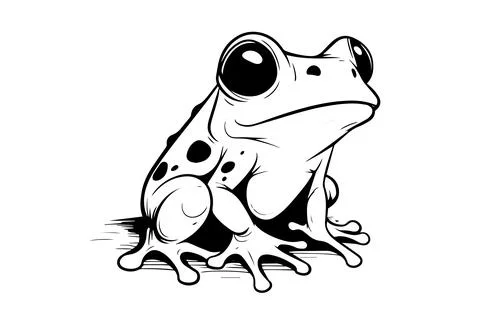 Cute frog or toad, animal art. Vintage vector drawing, etching illustration. Stock Illustration