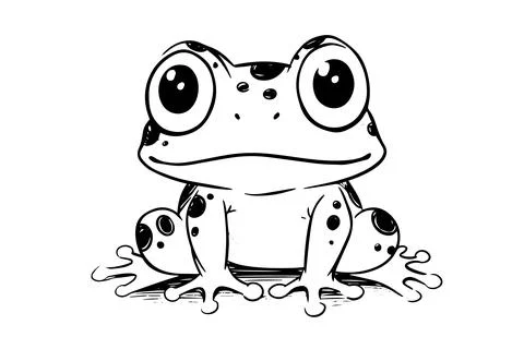 Cute frog or toad, animal art. Vintage vector drawing, etching illustration. Stock Illustration