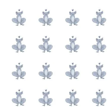 Cute frog prince pattern design for kids' room decor or fabric print Stock Illustration