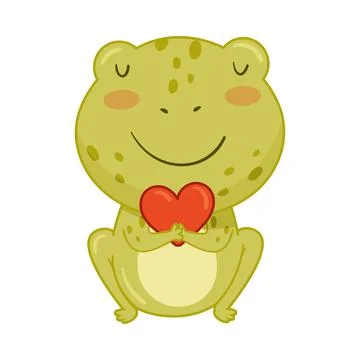 Cute frog with red bow tie. Green funny amphibian toad character cartoon vector Illustrazione stock