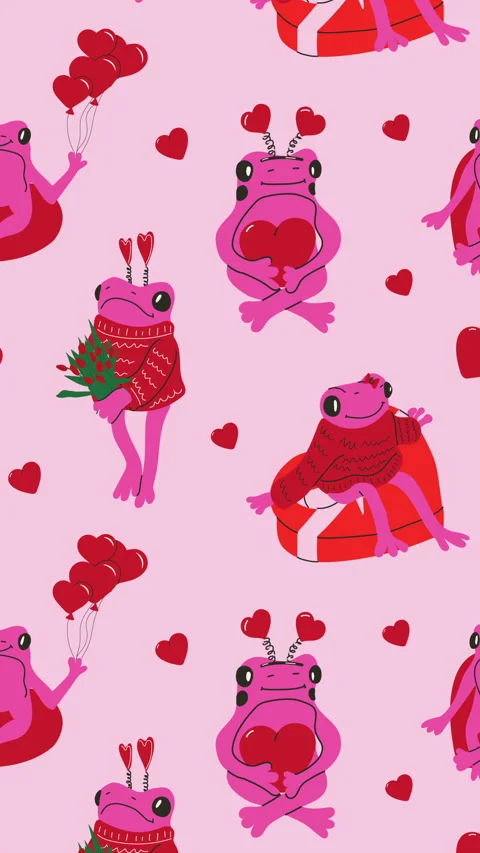 Cute frog with valentines decorations animation Loop Background Stock Footage 263972274
