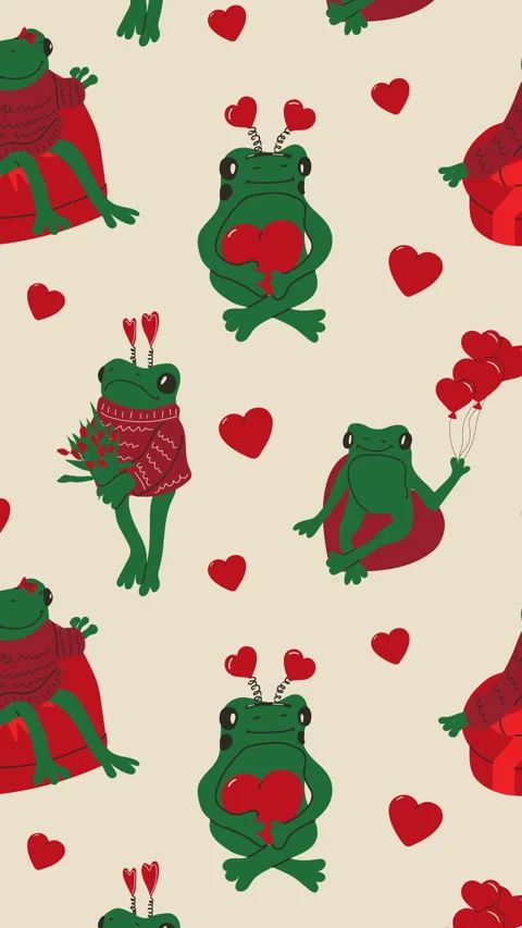 Cute frog with valentines decorations animation Loop Background Stock Footage 263972278