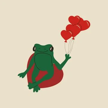 Cute frog with valentines decorations. Vector illustration. Stock-Illustration