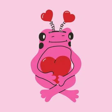 Cute frog with valentines decorations. Vector illustration. Stock-Illustration