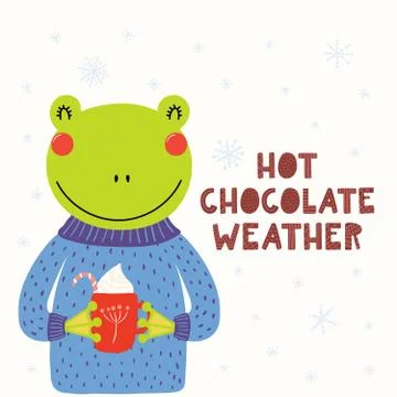 Cute frog in winter Stock Illustration