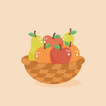 Cute fruit basket Stock Illustration