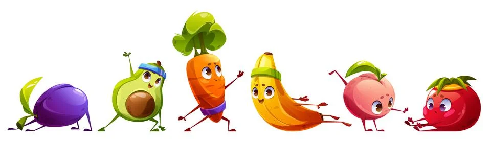 Cute fruit character exercise vector illustration Illustrazione stock