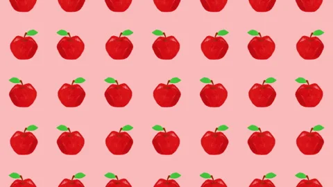 Cute Fruit Illustration Loop Video Background: Apple with 5 Motion Patterns Video stock 332460889