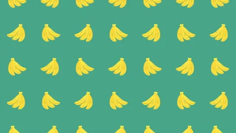 Cute Fruit Illustration Loop Video Background: Banana - 5 Motion Patterns Stock Footage 332461111