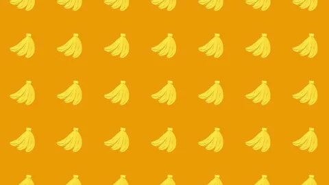 Cute Fruit Illustration Loop Video Background: Banana Color Set of 5 Stock Footage 332461176