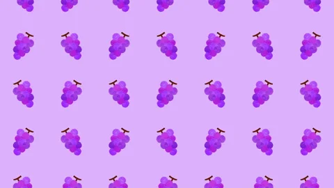 Cute Fruit Illustration Loop Video Background: Grapes with 5 Motion Patterns 스톡 동영상 332461919