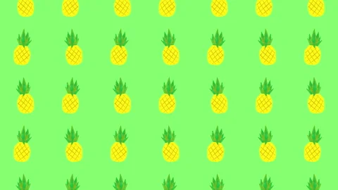 Cute Fruit Illustration Loop Video Background: Pineapple with 5 Motion Patterns Stock Footage 332462262