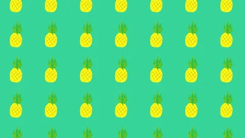 Cute Fruit Illustration Loop Video Background - Pineapple Color Set of 5 Stock Footage 332462388