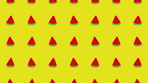 Cute Fruit Illustration Loop Video Background: Watermelon with 5 Motion Patterns Video stock 332462814