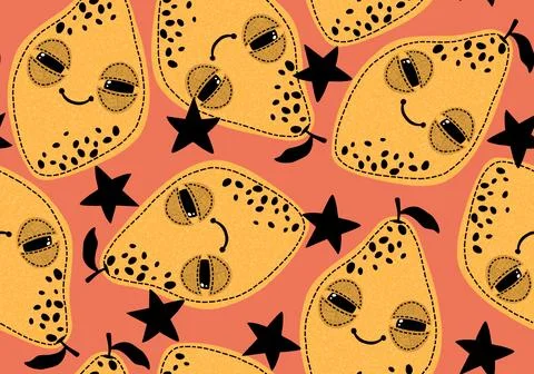 Cute fruit seamless lemon pattern for wrapping paper and fabrics and linens Stock Illustration