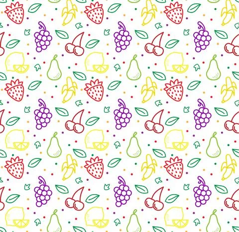 Cute Fruit Summer Seamless Pattern EPS 10 VECTOR ILLUSTRATION Stock Illustration