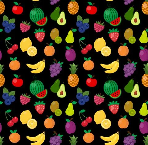 Cute Fruit Summer Seamless Pattern EPS 10 VECTOR ILLUSTRATION Stock Illustration