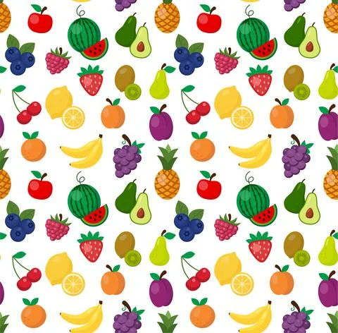 Cute Fruit Summer Seamless Pattern EPS 10 VECTOR ILLUSTRATION Stock Illustration