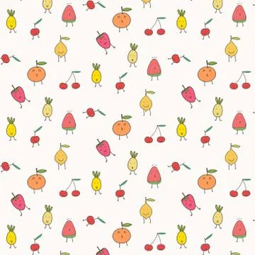 Cute Fruits Pattern Background. Vector Illustration. Stock Illustration