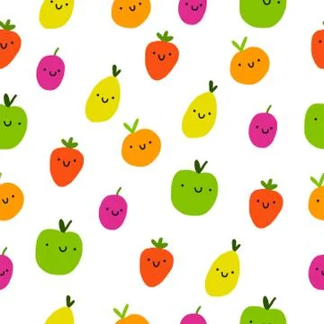 Cute fruits seamless pattern Stock Illustration