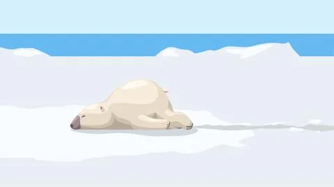 Cute fun white bear on snow Stock Illustration
