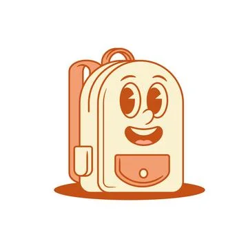 Cute funky schoolbag back to school cartoon character smile isometric vector  Stock Illustration